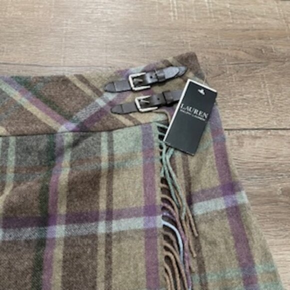 NEW Lauren By Ralph Lauren Women’s Size 16 Skirt Brown Wool Blend Wrap Style - Picture 8 of 10